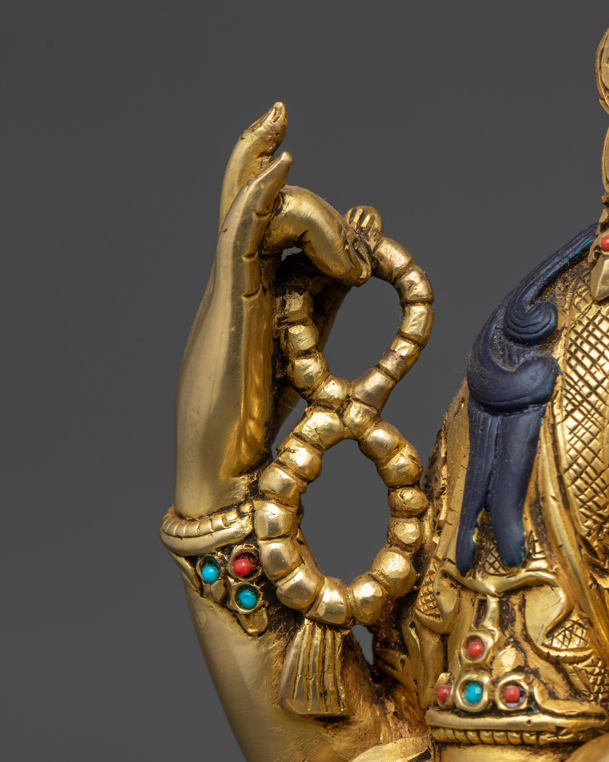Four-Armed Divine Chenrezig Sculpture | 24K Gold-Gilded Buddhist Idol