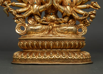 Chundi Devi Statue | 24K Gold-Fire Gilded Buddhist Art