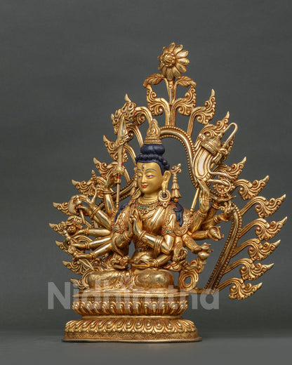 Chundi Devi Statue | 24K Gold-Fire Gilded Buddhist Art