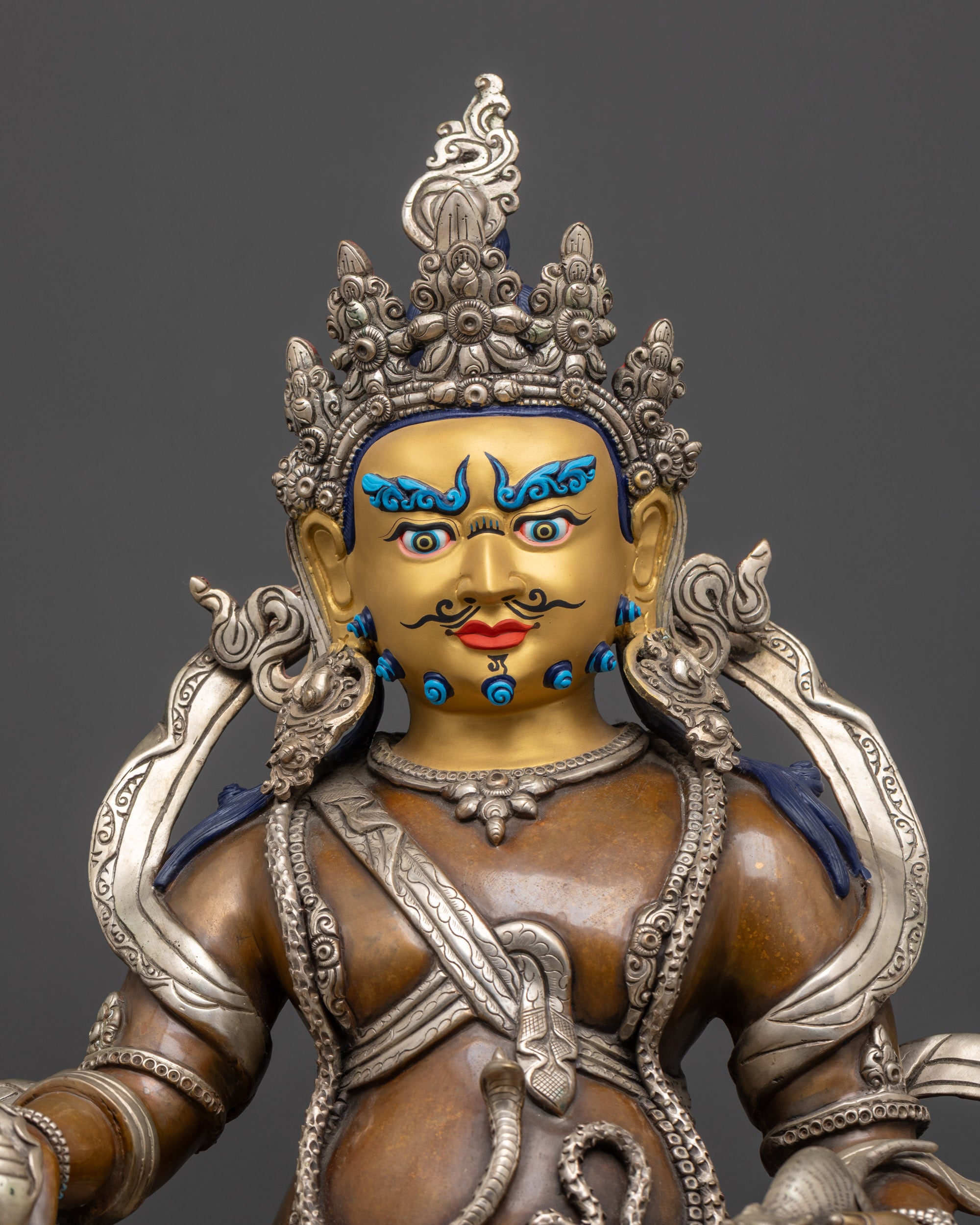 Vajrayana Dzambhala Sculpture | 24K Gold-Gilded Face of Wealth God Jambhala