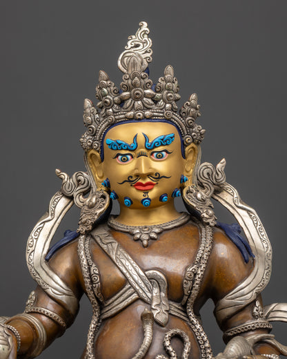 Vajrayana Dzambhala Sculpture | 24K Gold-Gilded Face of Wealth God Jambhala