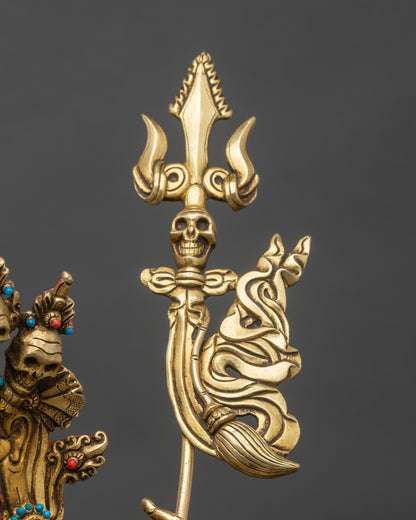 Four-Armed Mahakala Statue | Tibetan Protector Deity Sculpture