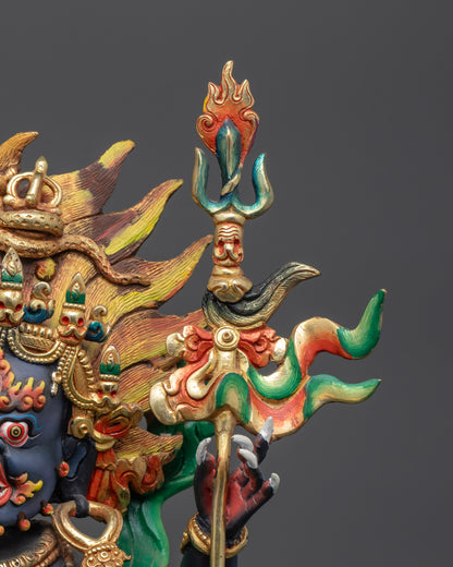 Tibetan Four-Armed Mahakala Statue | Authentic Nepalese Buddhist Art