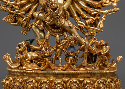 Fierce Wrathful Deity Yamantaka Statue with his Yab-Yum | Buddhist Art