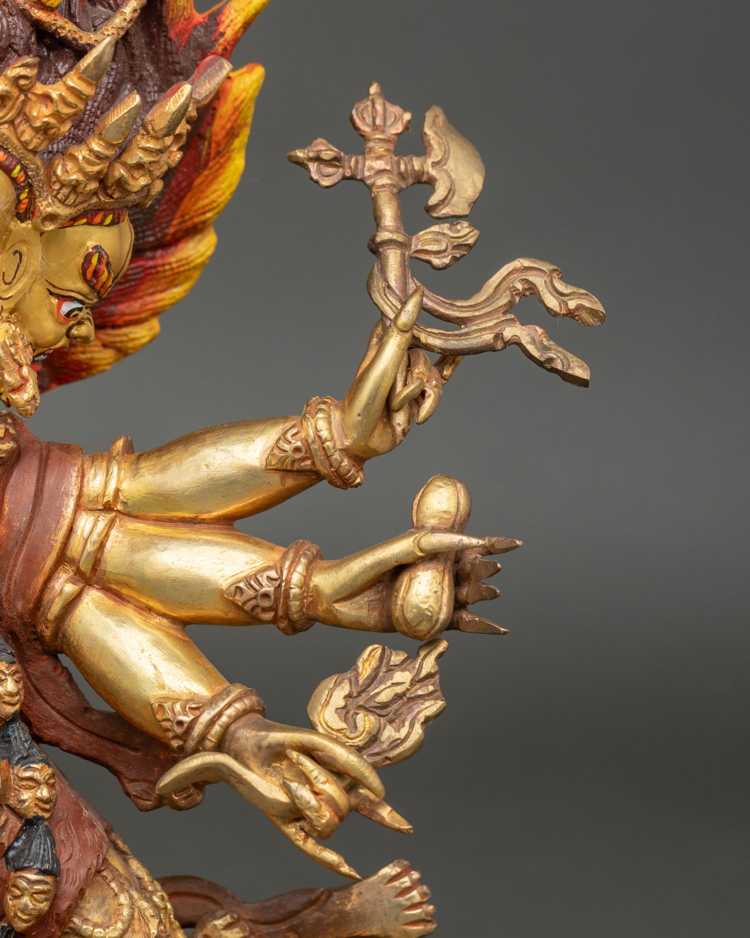 Six Armed Mahakala Statue - Sacred Himalayan Protector Art