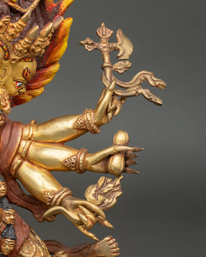 Six Armed Mahakala Statue - Sacred Himalayan Protector Art