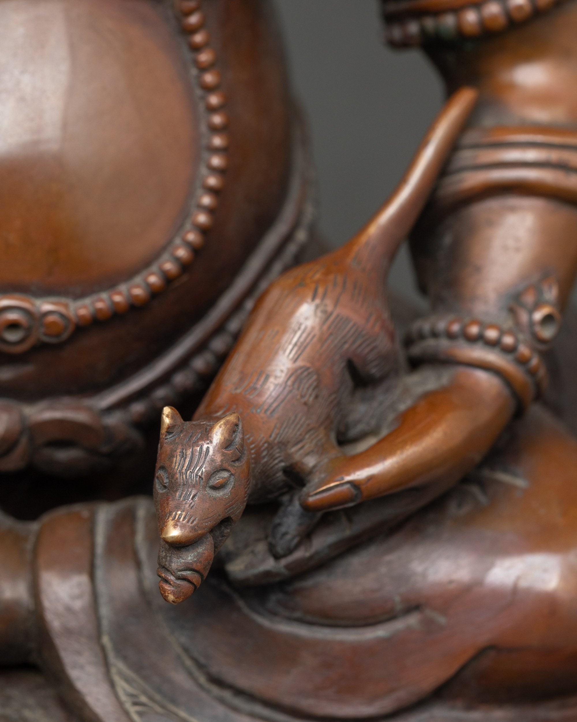 Dzambhala Altar Figurine | Traditional Himalayan Copper and Oxidized statue
