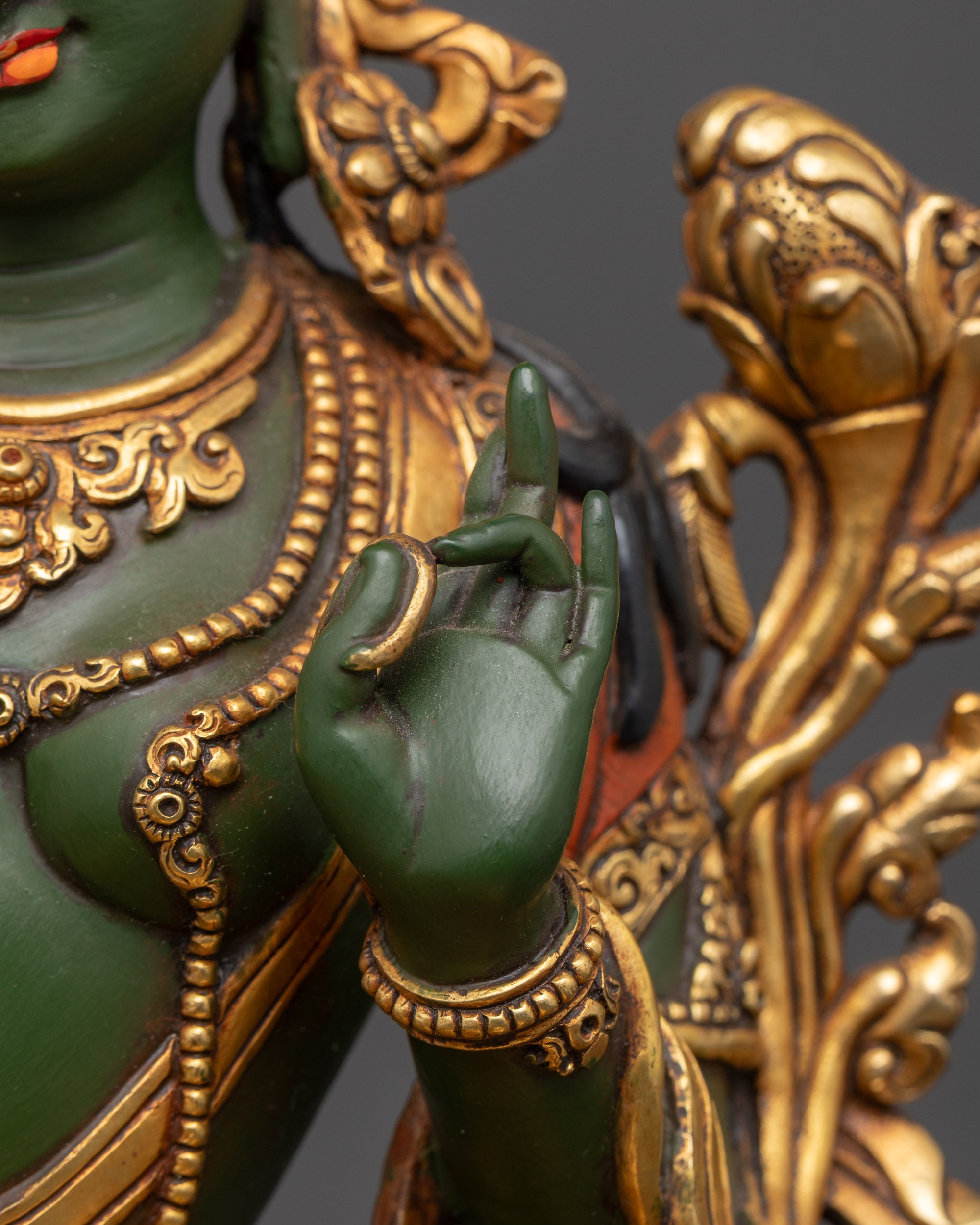 Vibrant Meditative Green Tara Sculpture | Meditation and Spiritual Decor