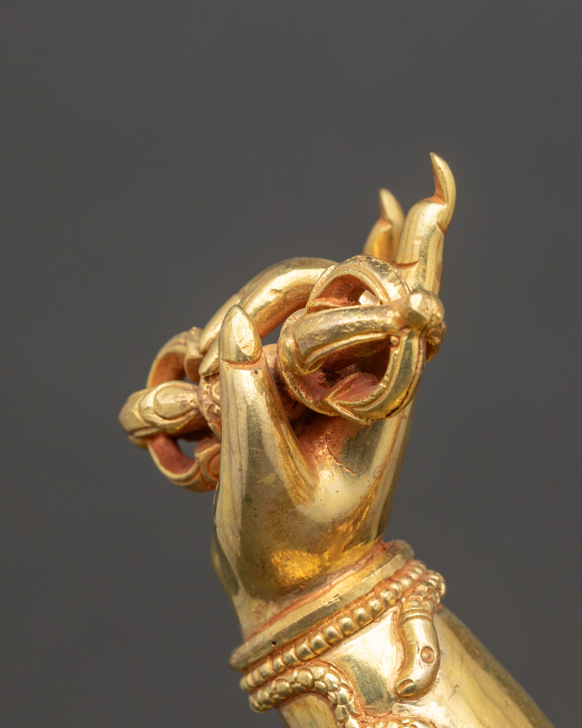 Nepalese Protector Deity Vajrapani Statue in Gold-Gilded Copper