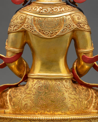 Tibetan Amitayus Statue | Traditionally Handcrafted Copper Sculpture