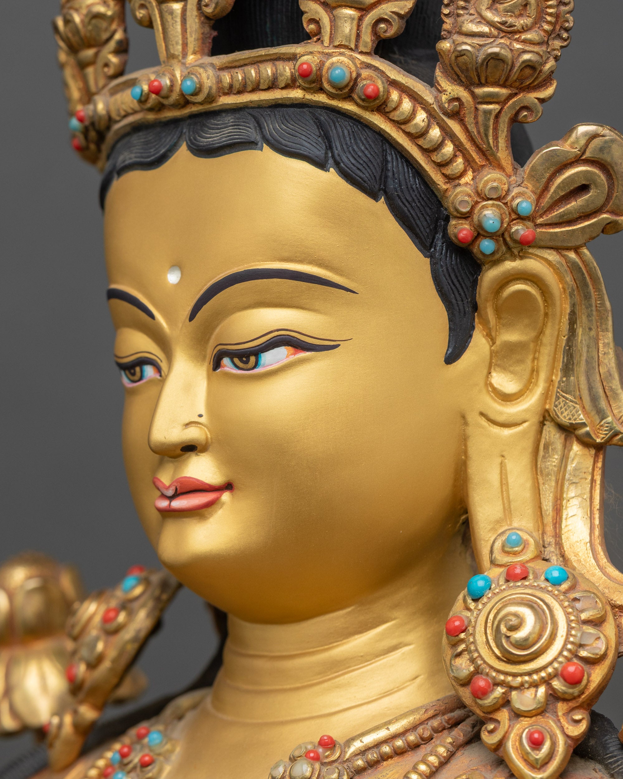 Green Tara Statue - Sacred Himalayan Goddess of Swift Protection