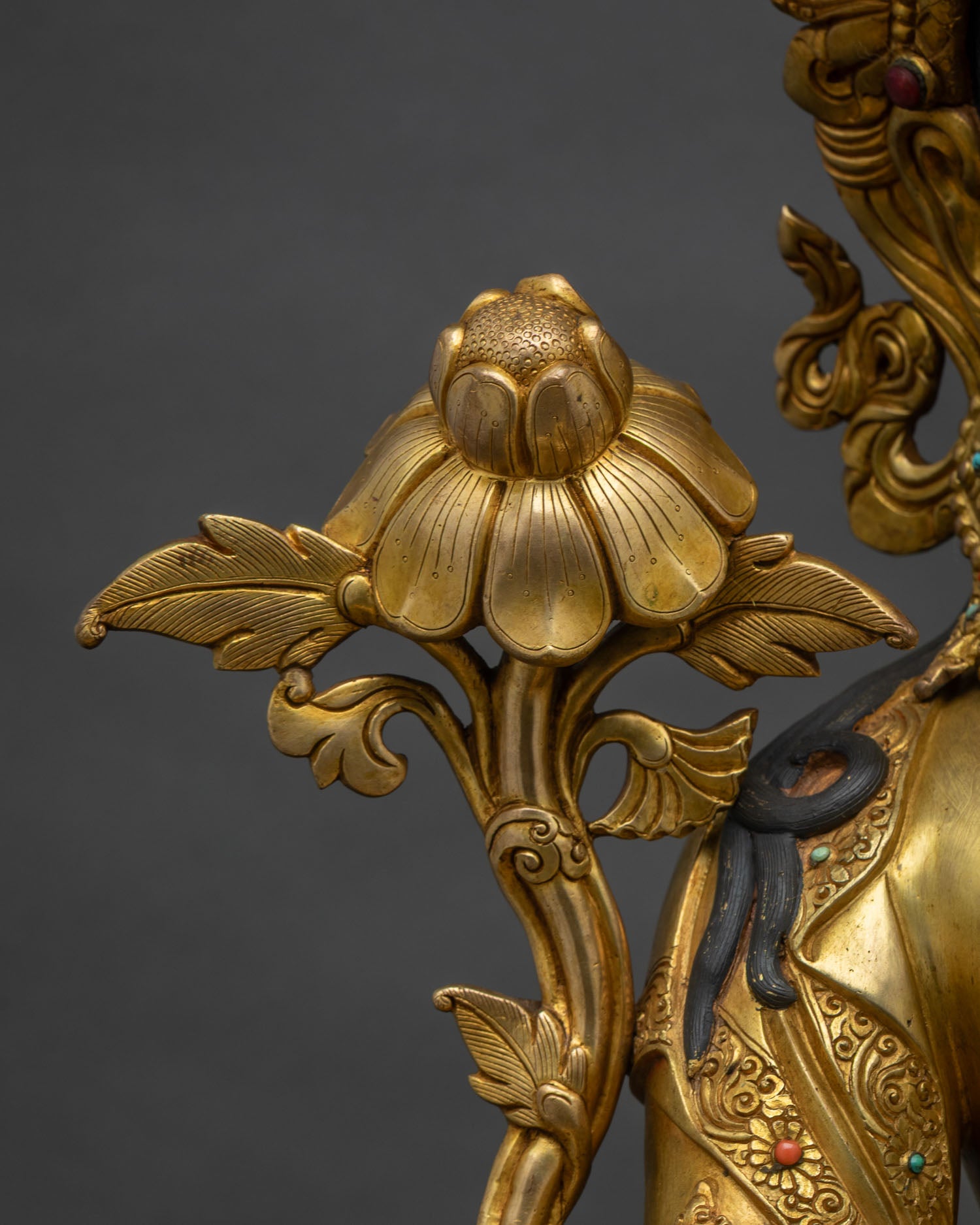 Green Tara Statue | Fully Gold Fire-Gilded Copper Sculpture