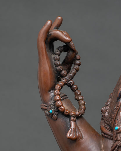 Four-Armed Chenrezig Statue | Oxidized Copper Sculpture