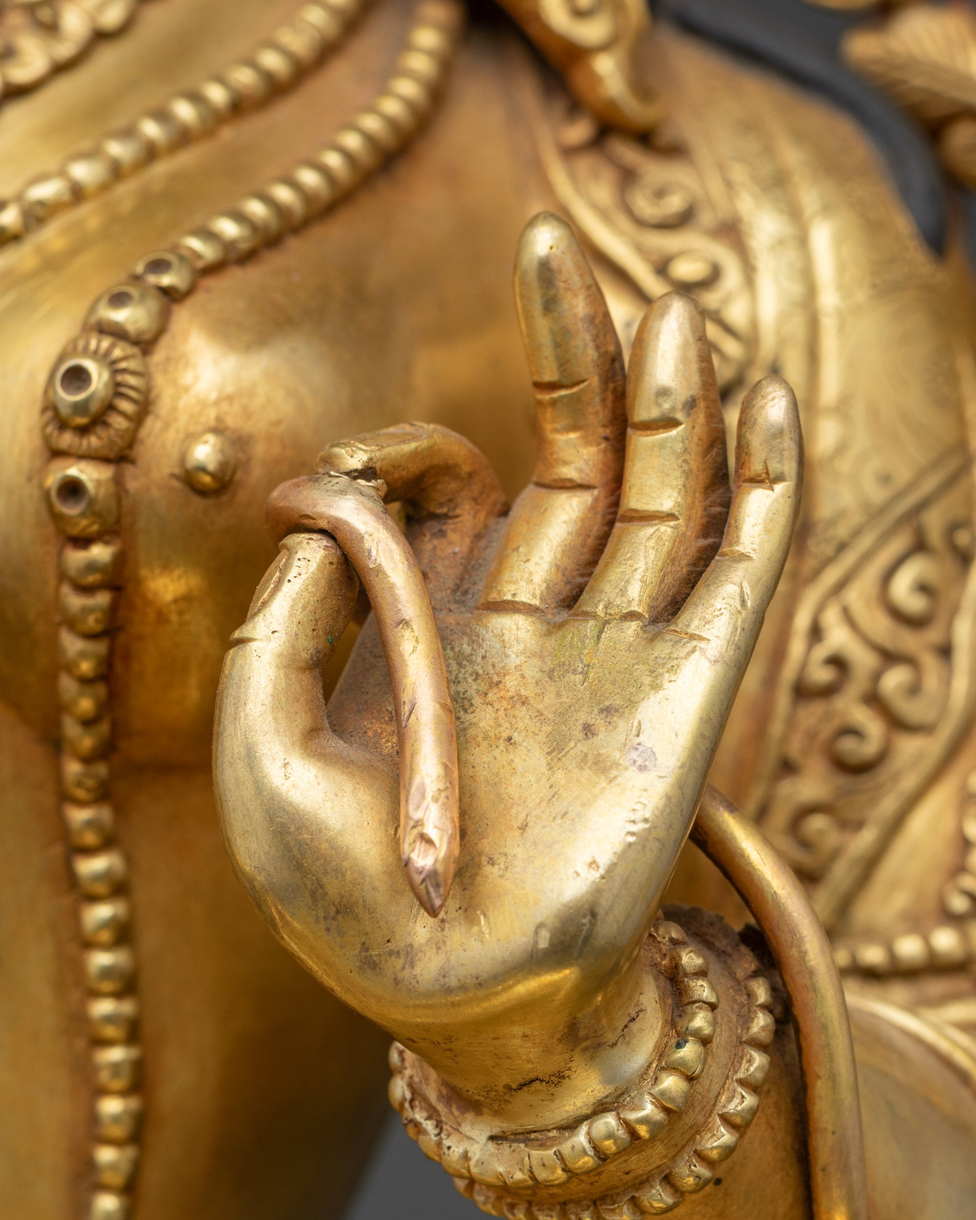 24K Gold Hand-Carved  Green Tara Statue for Spiritual Space