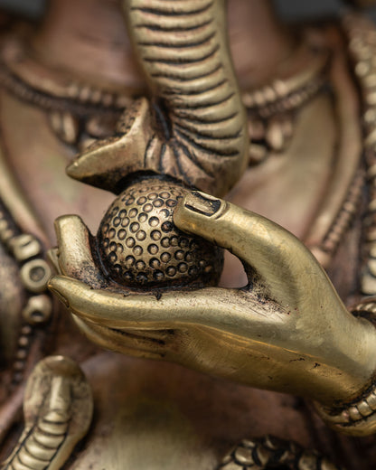 Divine Ganesh Copper Statue | Handmade Buddhist-Hindu Art from Nepal
