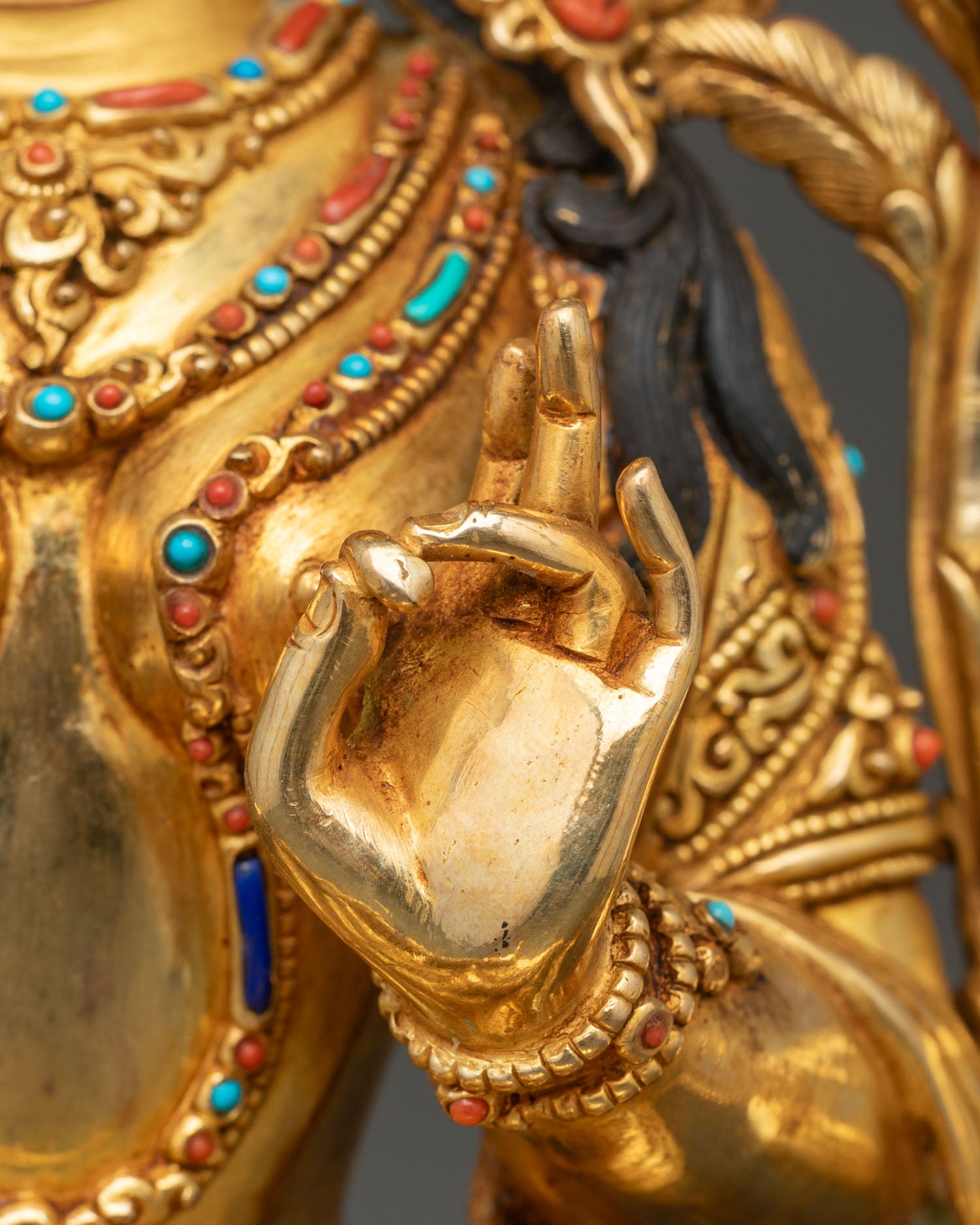 Green Tara | Gold Fire-Gilded Copper Sculpture