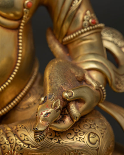 Yellow Dzambhala Statue from Nepal | God of Wealth & Abundance