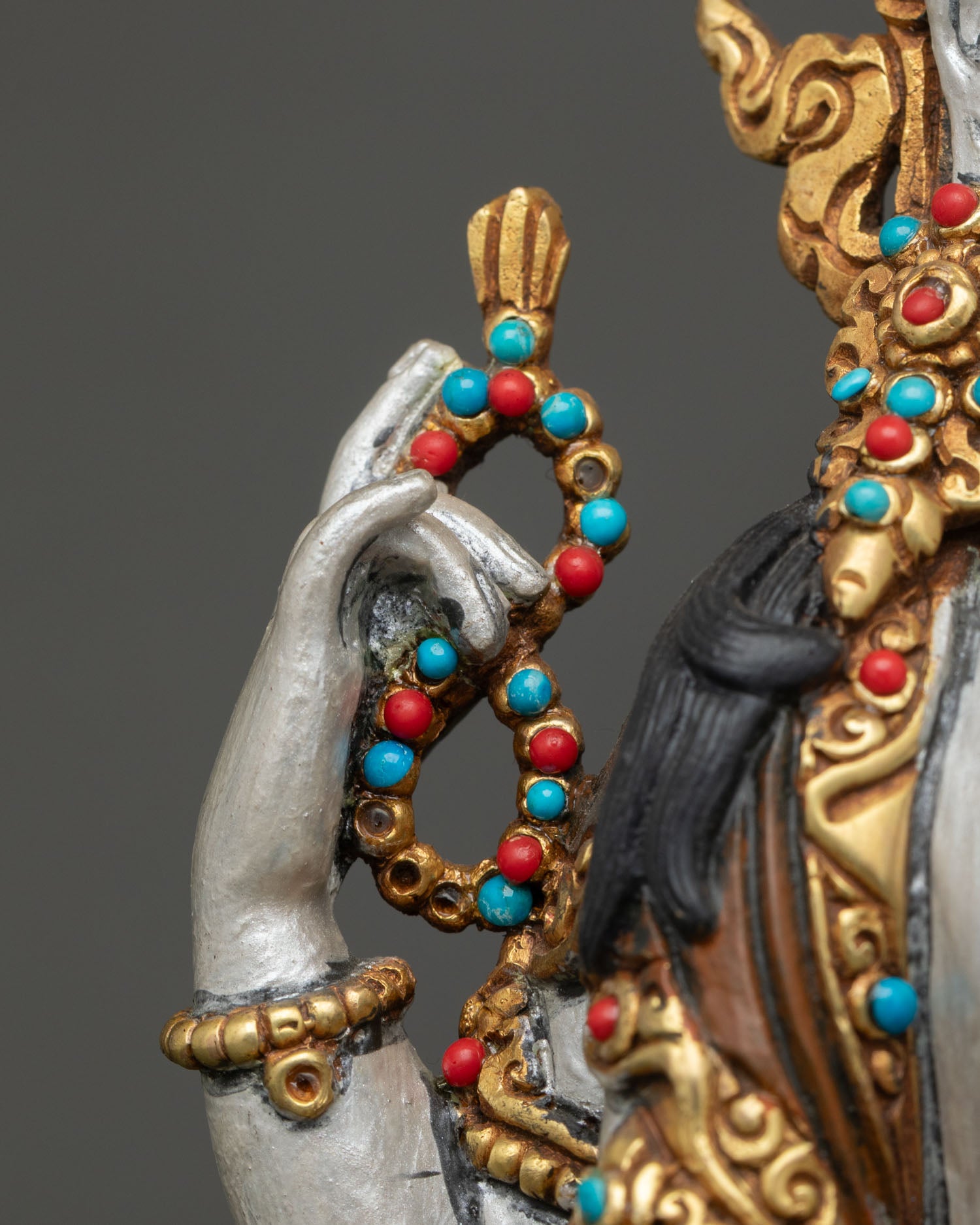 Hand-Painted Chenrezig Statue from Nepal | Buddhist Sculpture