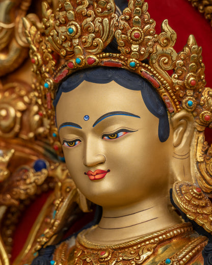 Enthroned Green Tara Statue | Mother of Liberation & Compassion