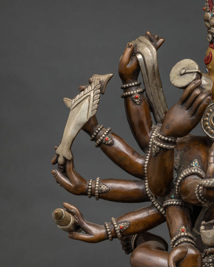 14-armed Mahakala Yab-Yum Statue | Tantric Manifestation of Mahakala