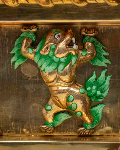 Exclusive Green Tara Statue on Elaborate Throne | Meditation Sculpture