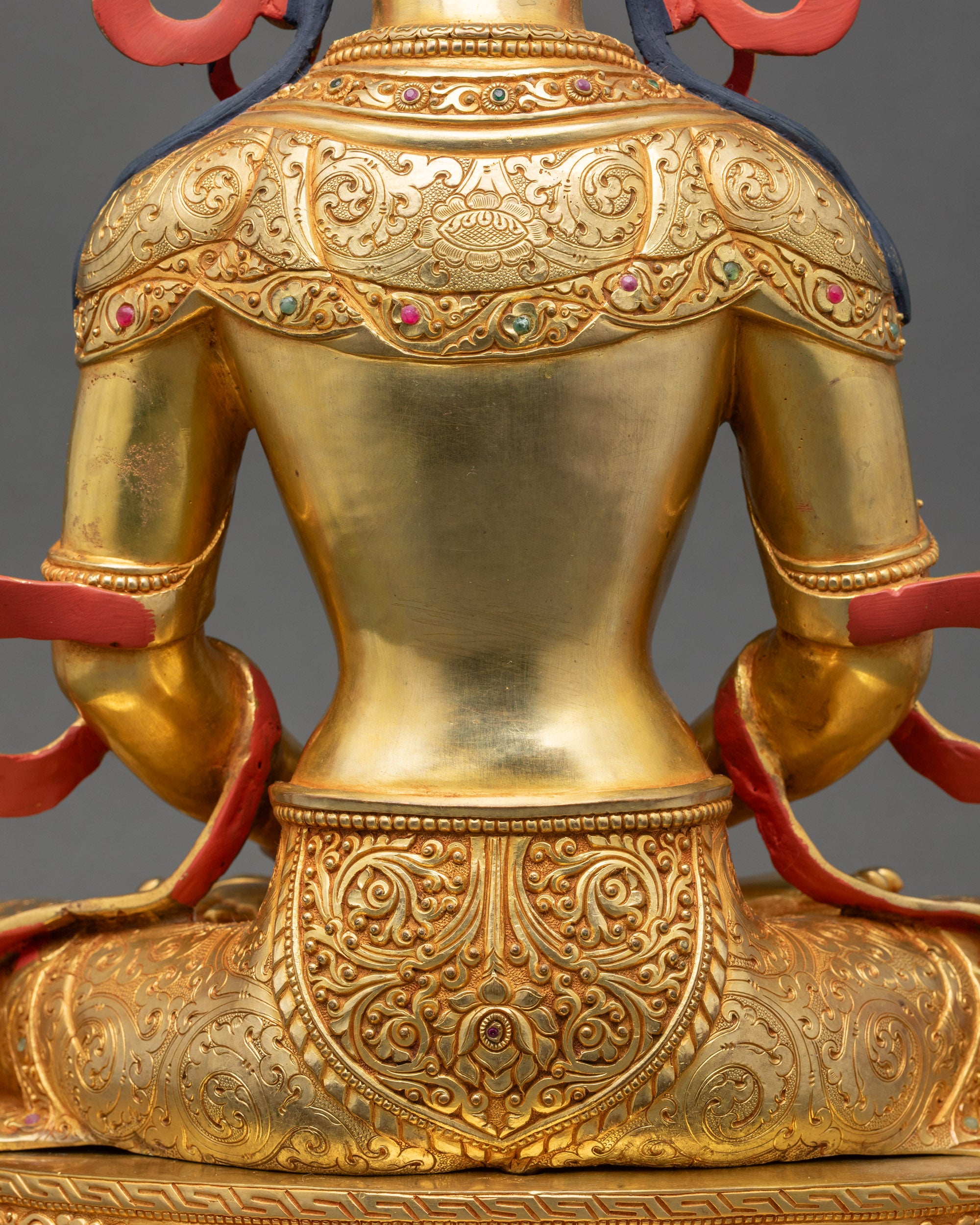 Amitayus Statue | 24K Gold-Painted Face of Long Life Buddha