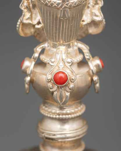 Tibetan Bell and Vajra Set | Bronze & Silver Instruments for Worship