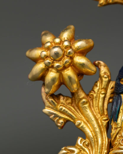 Green Tara Statue | 24K Gold Gilded Copper Art from Nepal