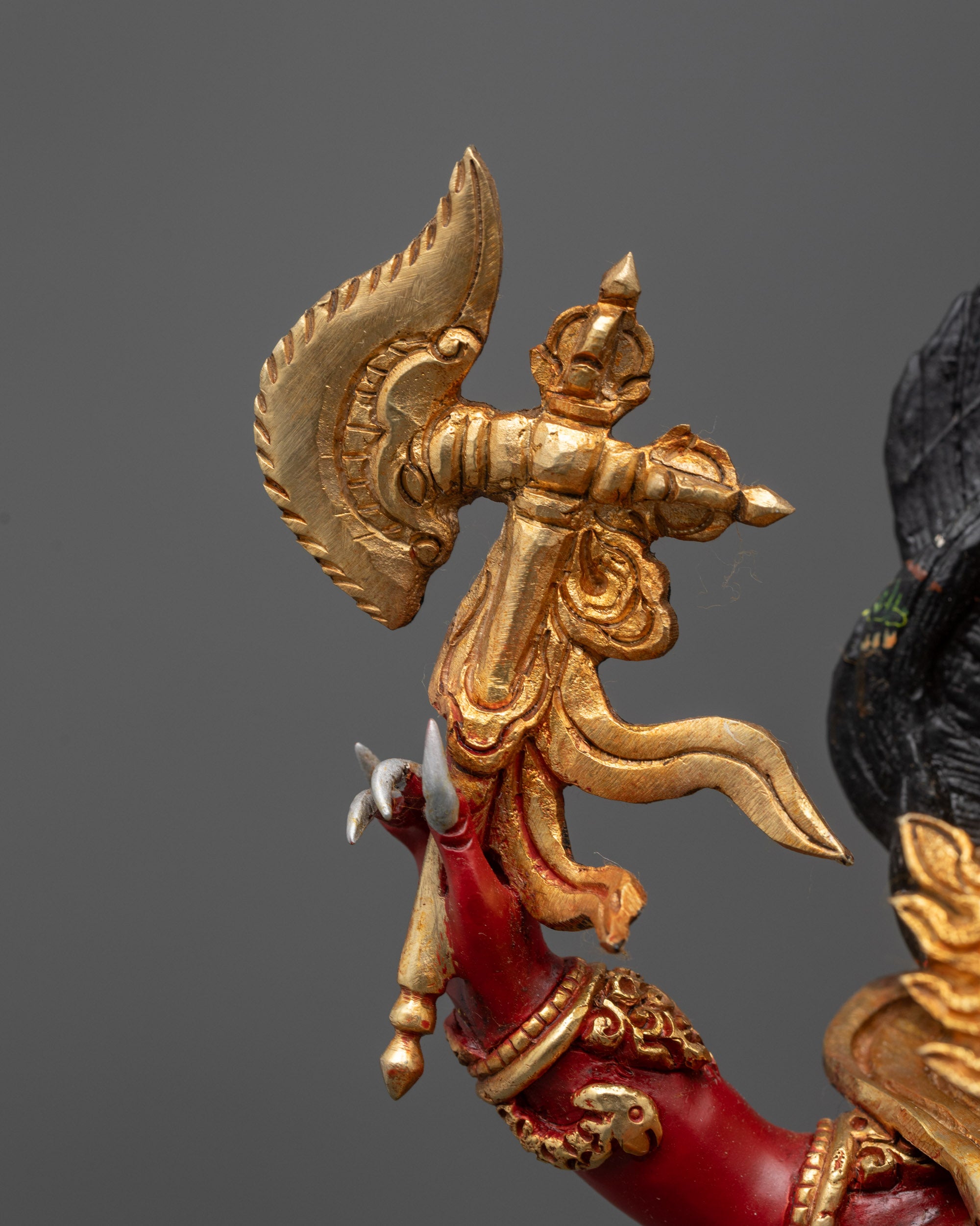 Red Dzambhala Sculpture | Handcrafted Tibetan Buddhist Wealth Deity