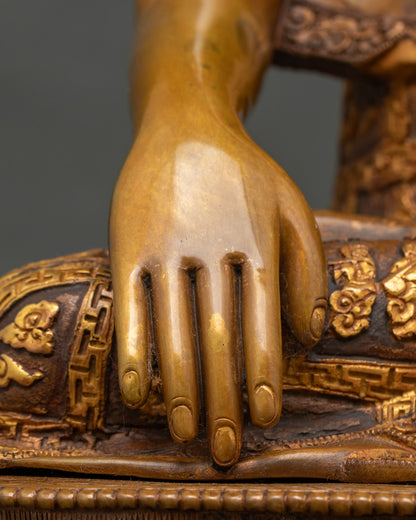 Shakyamuni Buddha Statue | Brown Oxidized Copper Sculpture