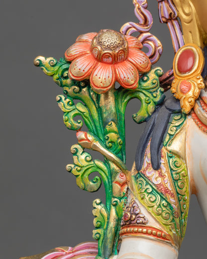 Tibetan White Sita Tara Statue | Buddhist Figurine for Sacred Spaces