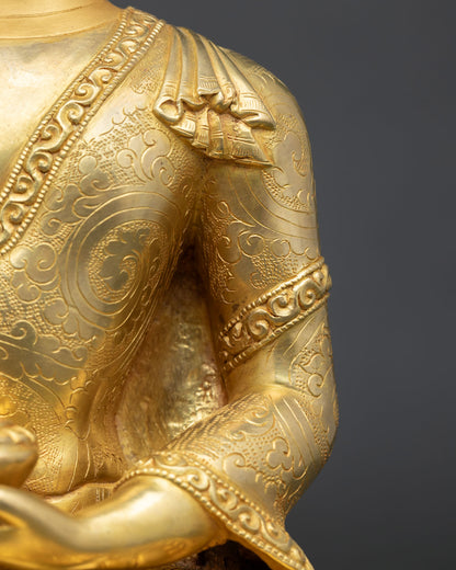 Shakyamuni Buddha Statue | 24K Gold Fire-Gilded Copper Art