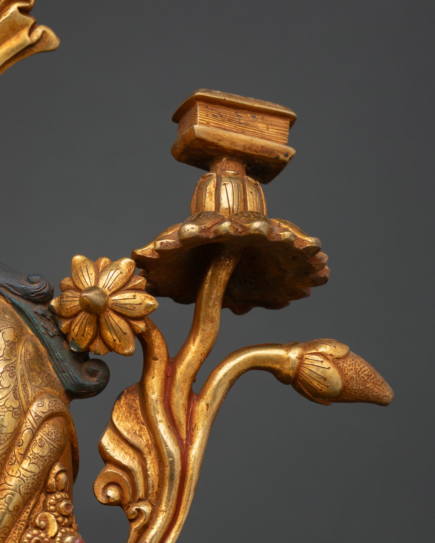 Buddhist Manjushri Statue | Fully Gold Fire-Gilded Copper Sculpture