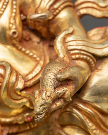 White Dzambhala Statue | 24K Gold Wealth Deity from Nepal
