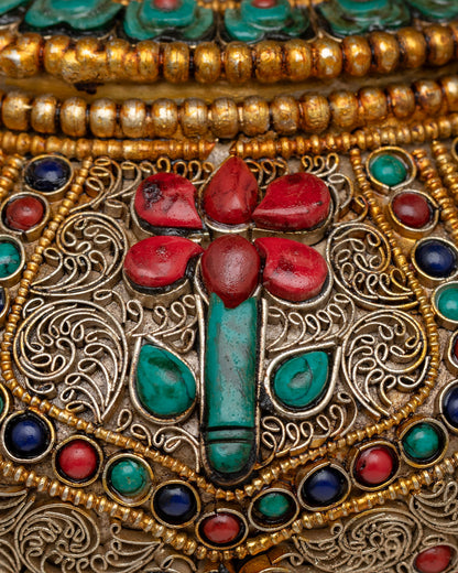 Decorated Buddhist Rice Pot | Handcrafted in Nepal