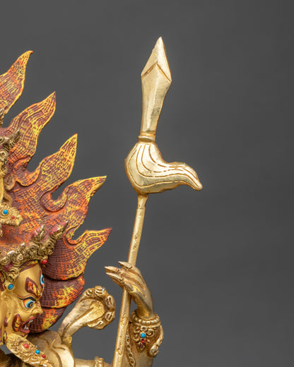 Handmade Four-Armed Mahakala Statue | Wrathful Guardian of Dharma