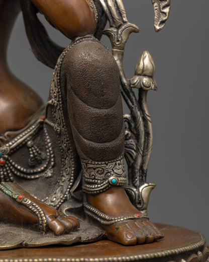 Calm Avalokiteshvara Statue | Oxidized Buddha of Mercy & Peace