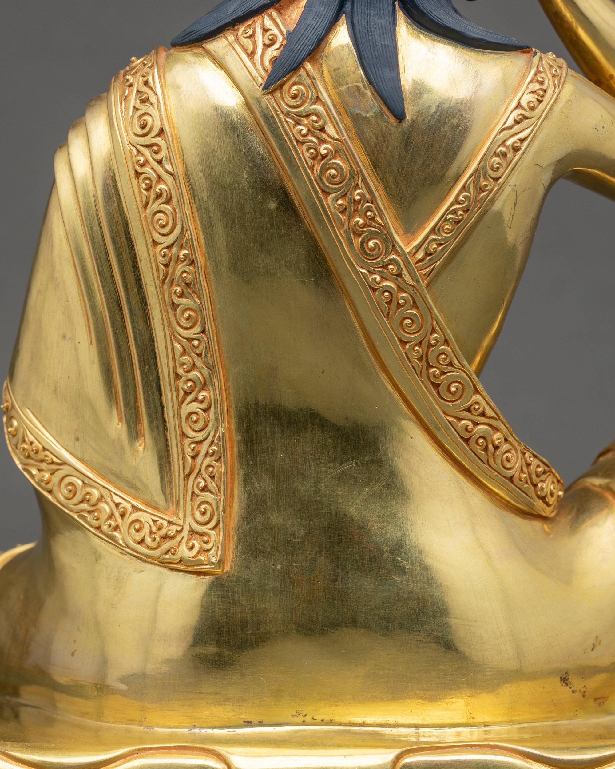 Milarepa Statue | Gold-Gilded Copper Yogi Figurine from Nepal