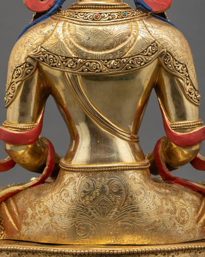Amitayus Statue | Fire-Gilded Nepalese Buddha of Longevity