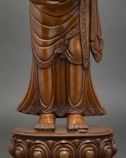 Hand-carved Sculpture of Buddha's Two Disciples