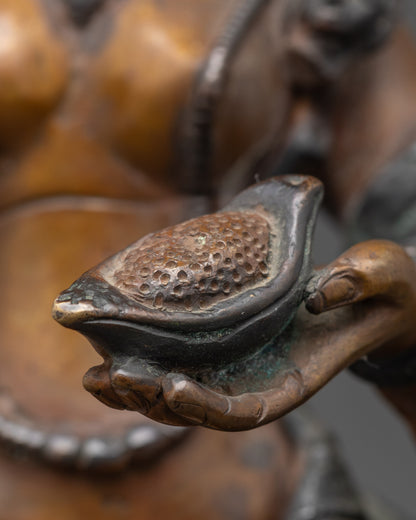 Oxidized Statue of Simha Mukha | Fierce Lion-Headed Protector for Altar