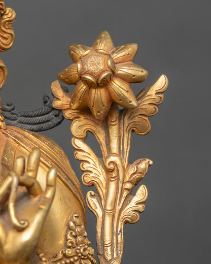 Nepalese Mother Green Tara Statue | 24K Gold Gilded Buddhist Art