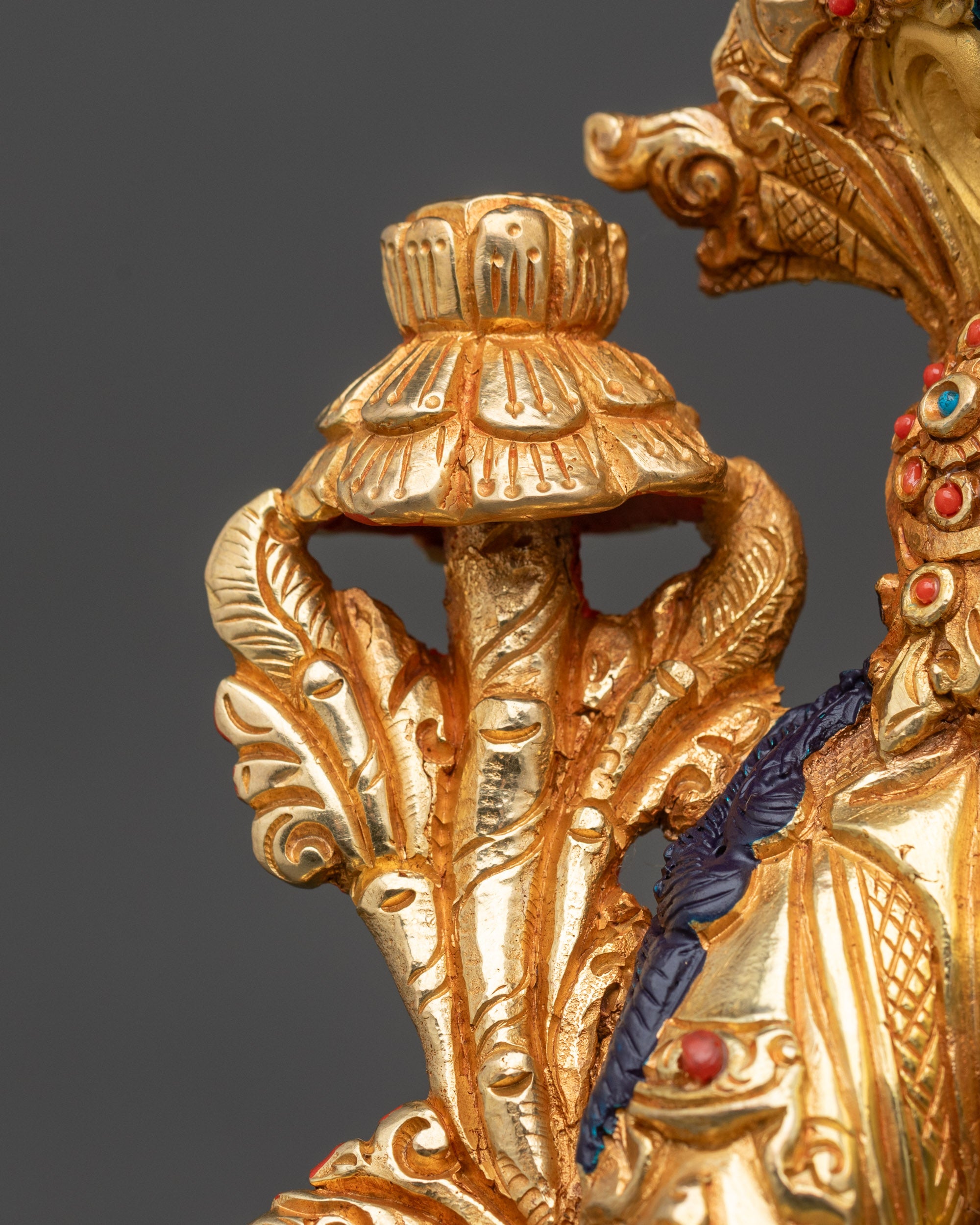 Hand-Carved Buddhist Deity Green Tara Statue for Sacred Space