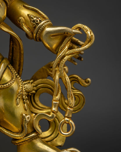 Luxury Six Arm Mahakala Statue | 24K Gold Fire-Gilded Copper Sculpture