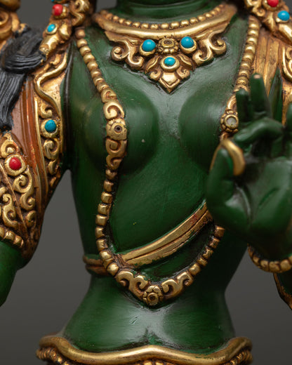 Green Tara Statue | Traditional Buddhist Art for Home Altar