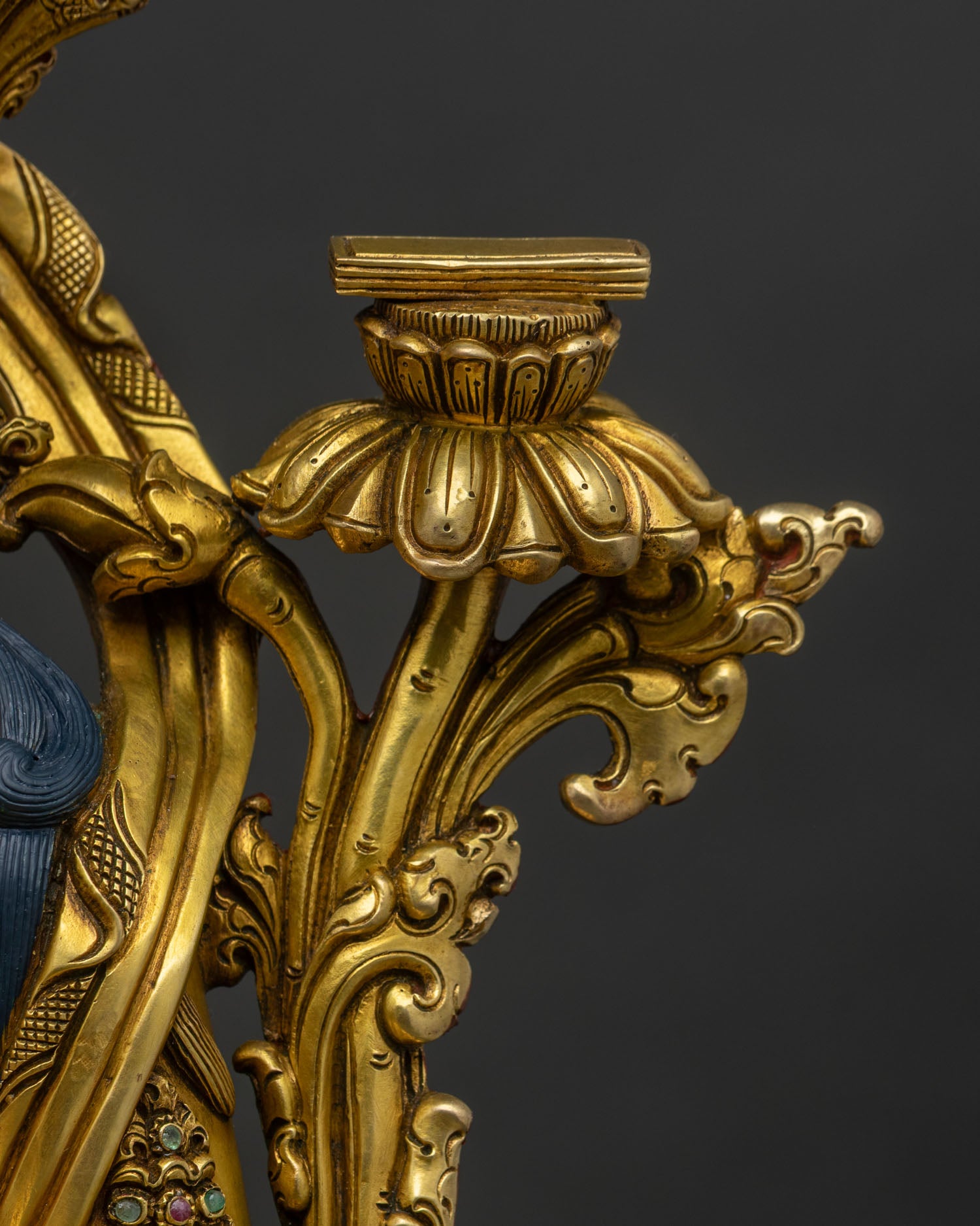 Luxury Manjushri Statue | 24K Gold Fire-Gilded Copper Sculpture