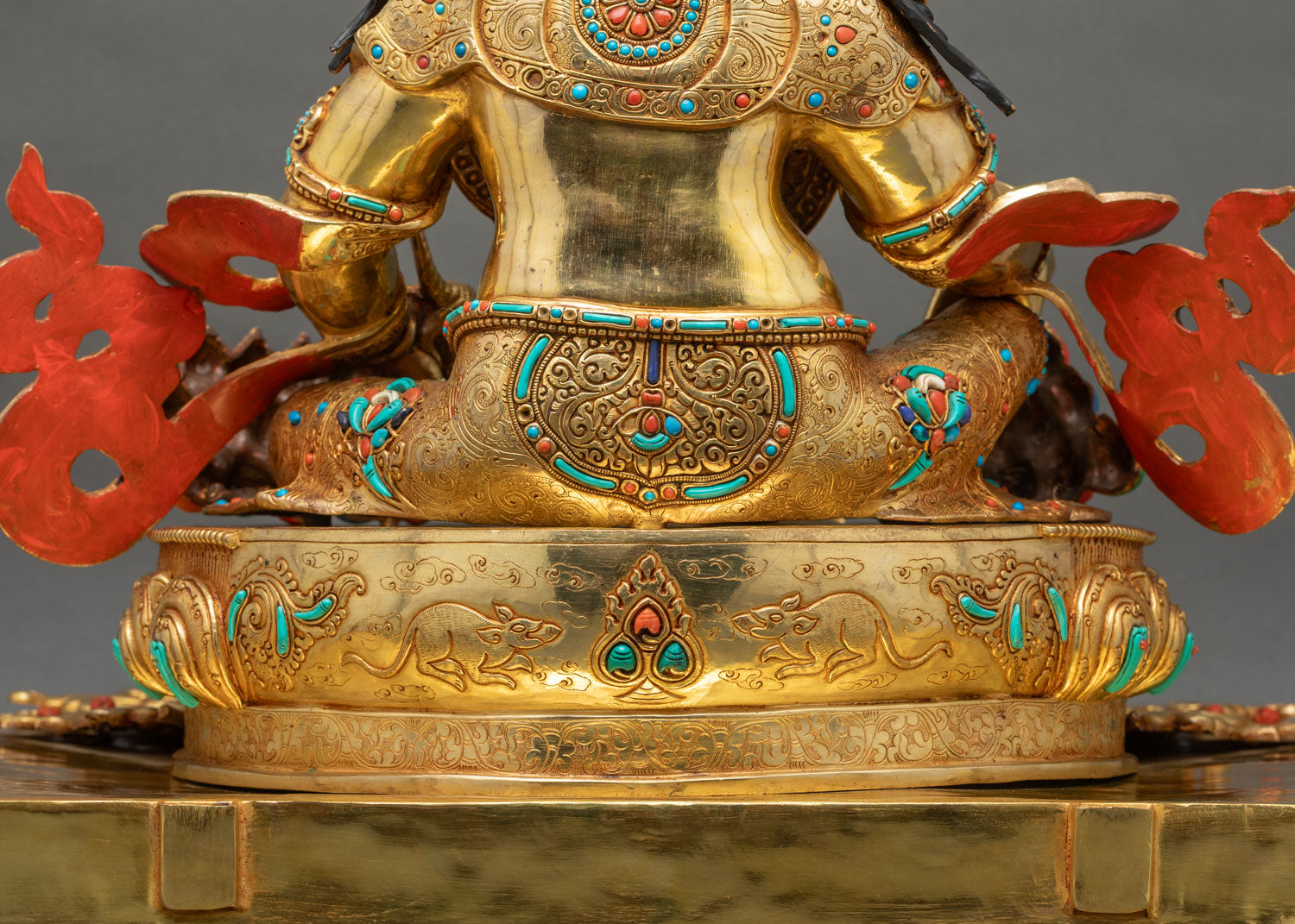 Crown Dzambhala On Throne Statue | Buddhist Wealth Deity Figure