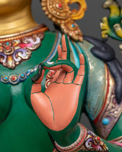 Vibrant Green Tara Statue | Spiritual Goddess Idol for Meditation