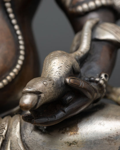 Yellow Dzambhala Statue for Fortune | Oxidized Copper Sculpture