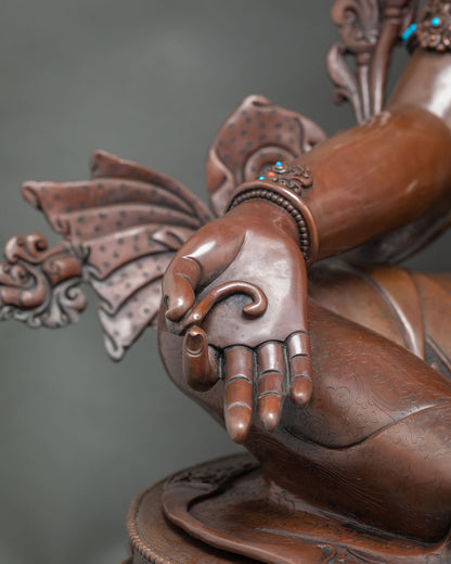 Grand Green Tara Statue | Oxidized Copper Buddhist Sculpture